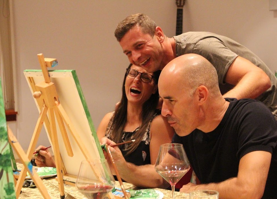 painting and wine zagreb art bottega
