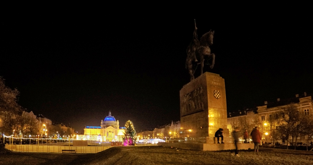 Ice skating on King Tomislav Square in Zagreb