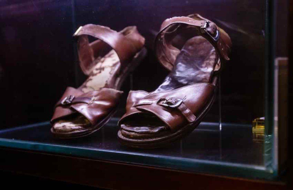 Sandals of Mother Teresa in oldest church in the world dedicated to St. Dismas